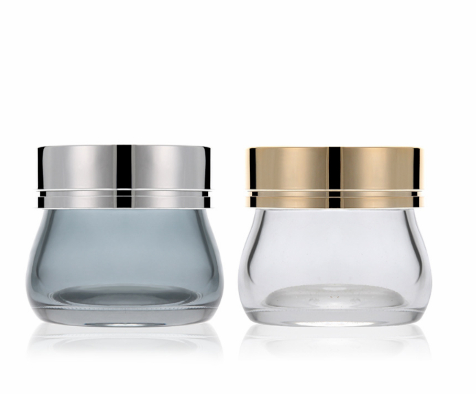 120g  Skin Care Packaging Clear  Glass Cream Jar with Aluminum Cap