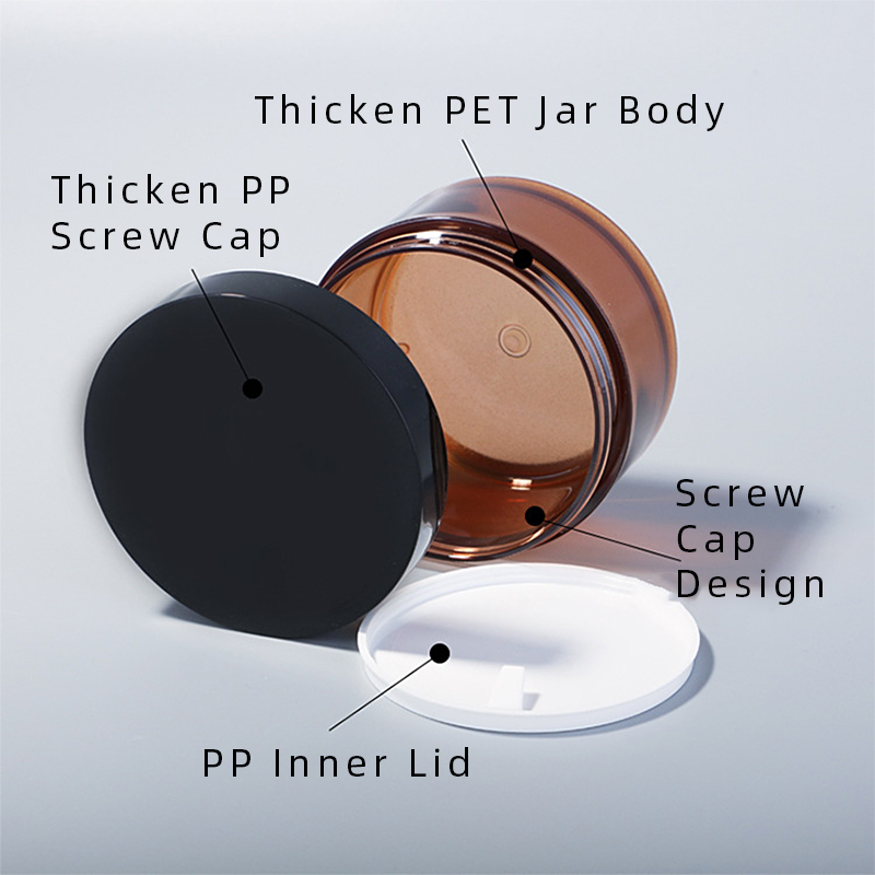 120g Skincare Packaging Finish Round Plastic Black Lid Amber Cosmetic Cream Jar