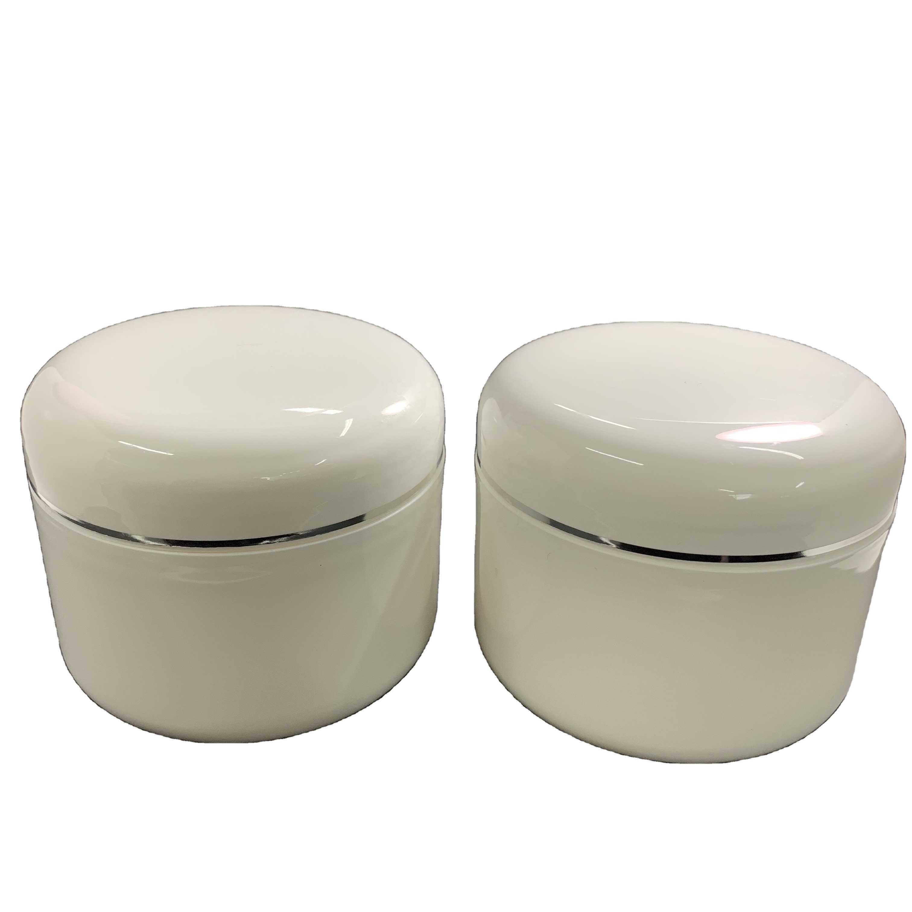 120g White  Double Wall Cream PlasticJar With Plastic Dome Unlined Gold Stamping Cap For Cosmetic