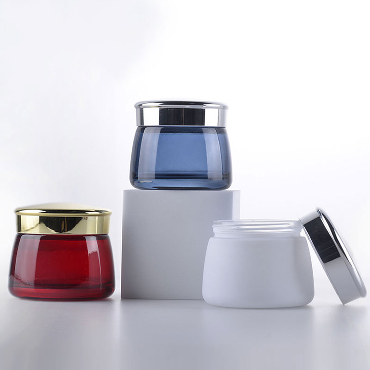 120g empty clear glass eye cream jar cosmetics with electroplated cover in stock