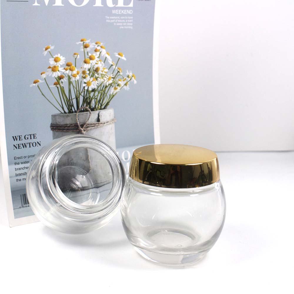 120g high-capacity Empty glass jar cosmetic clear glass jar with silver and golden covers