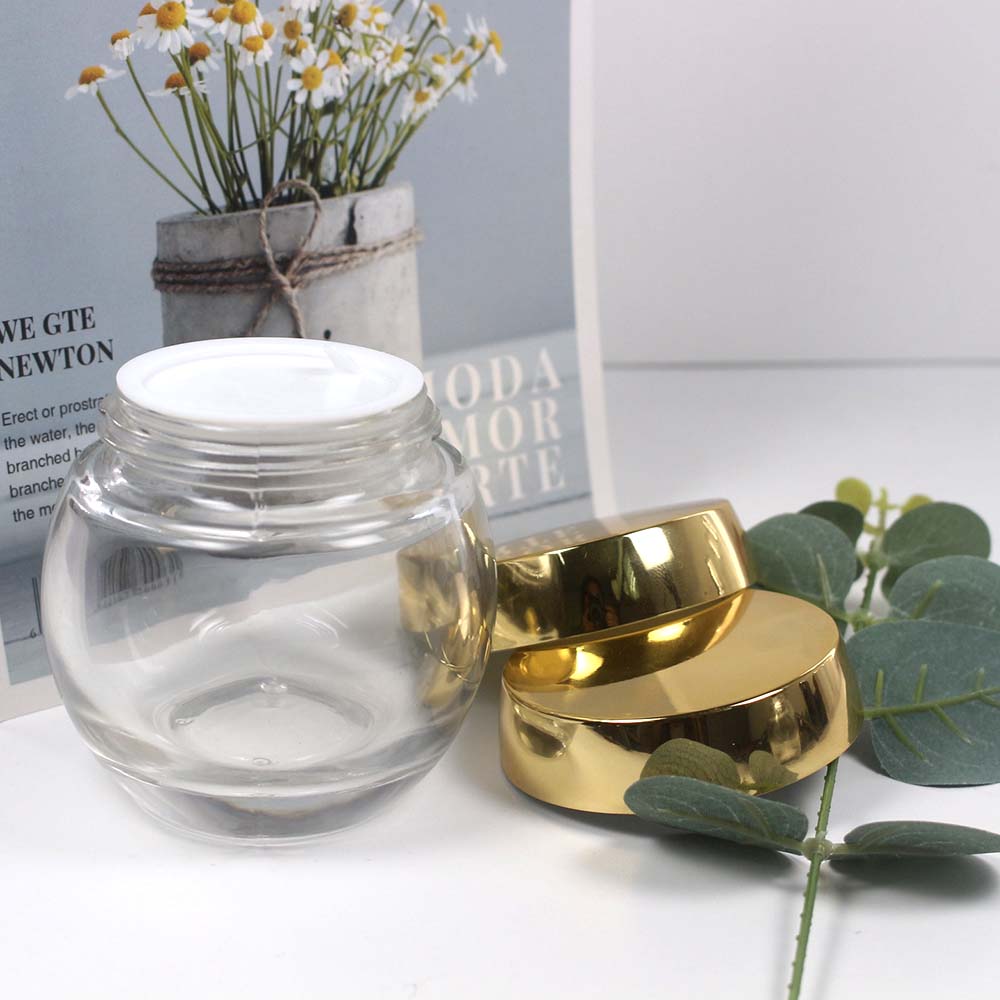 120g high-capacity Empty glass jar cosmetic clear glass jar with silver and golden covers
