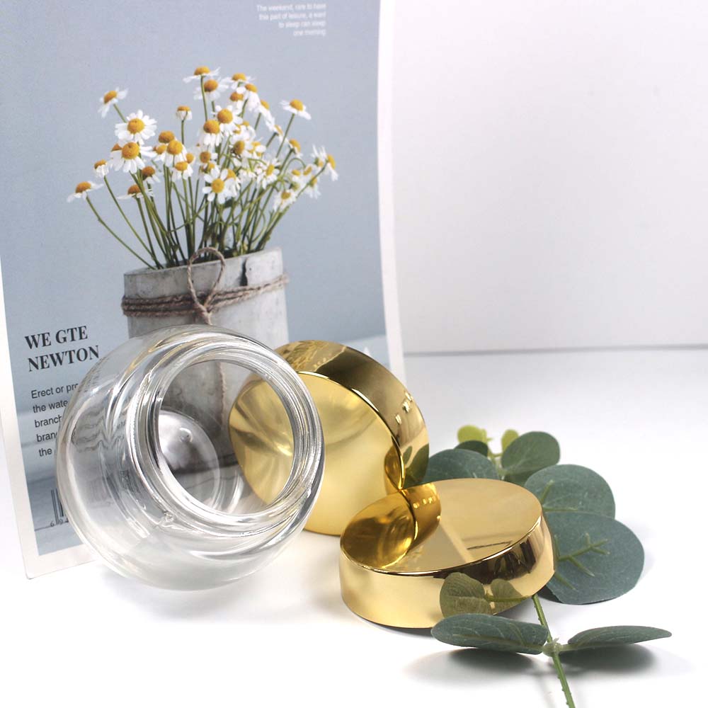 120g high-capacity Empty glass jar cosmetic clear glass jar with silver and golden covers