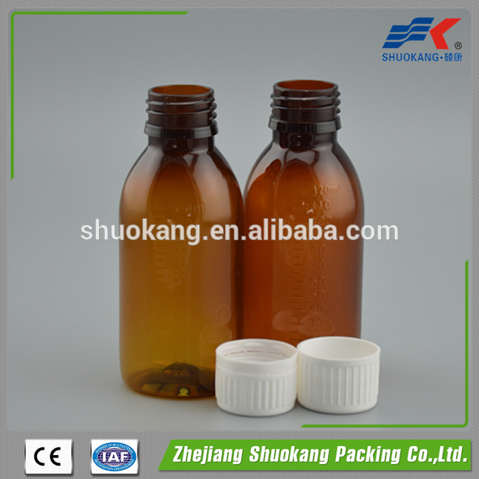 120m 150ml 200ml 250ml 300ml PET plastic syrup amber bottles liquid medcine bottle