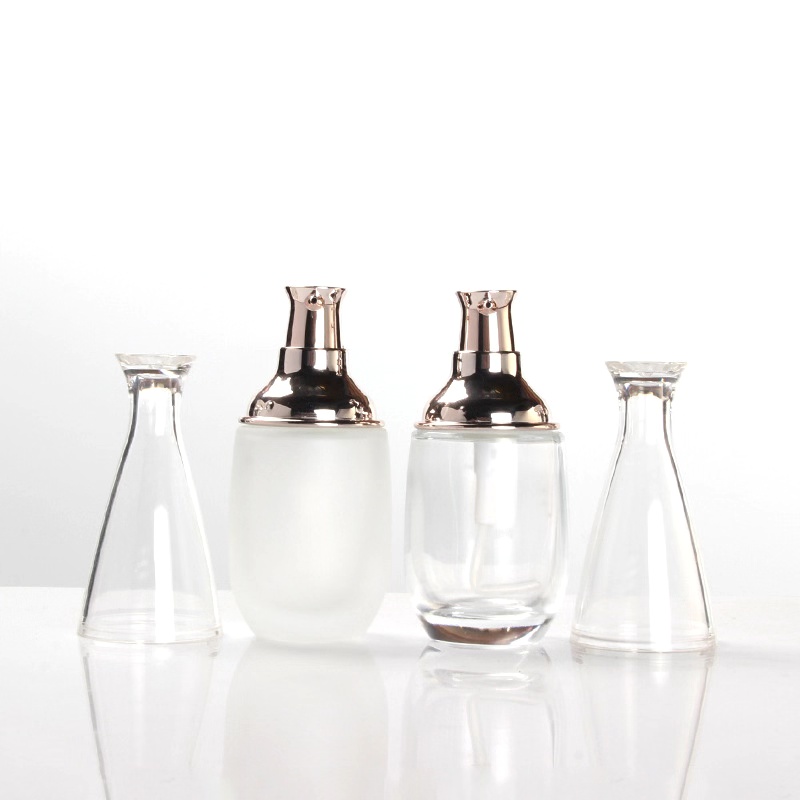 120ml 100ml 40ml cosmetics frosted/transparent glass bottle set with Pointed lid 50g face mask cream jar