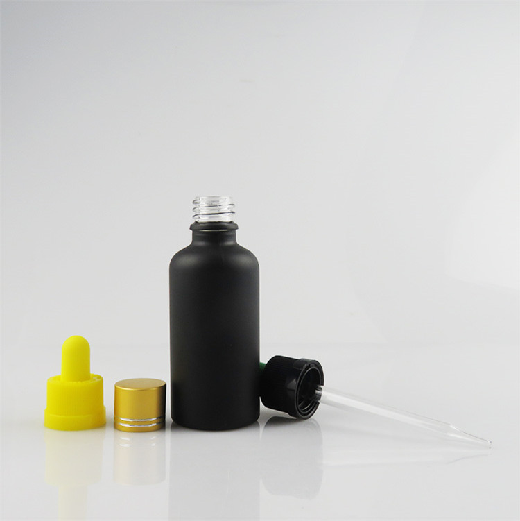 120ml 100ml 60ml 50ml 30ml 20ml 15ml matte black frosted essential oil dropper serum glass dropper bottle bamboo aluminum cap