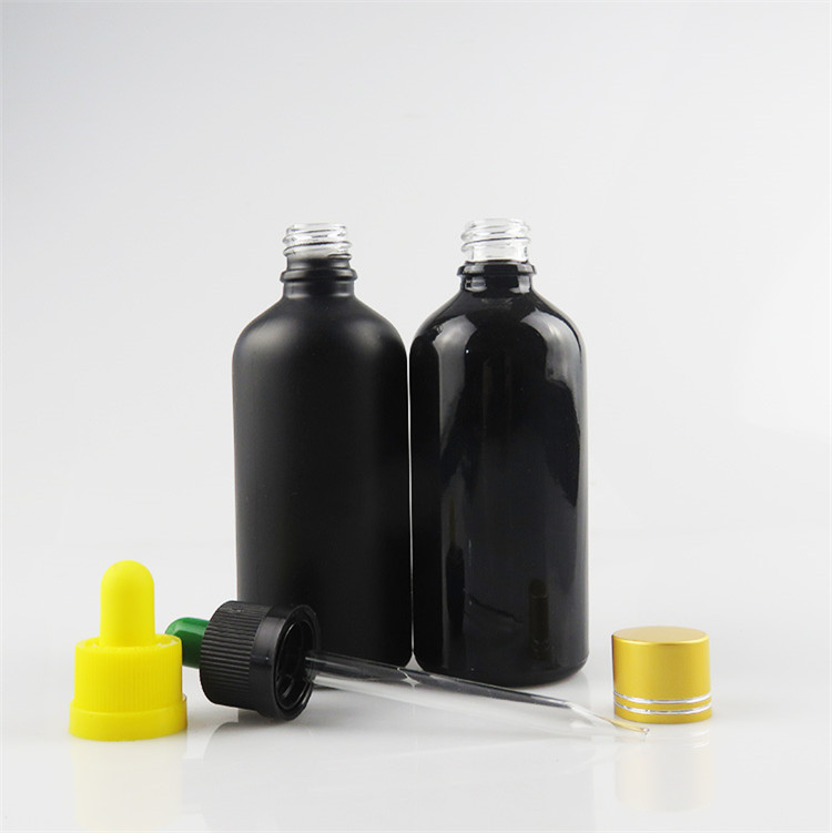 120ml 100ml 60ml 50ml 30ml 20ml 15ml matte black frosted essential oil dropper serum glass dropper bottle bamboo aluminum cap