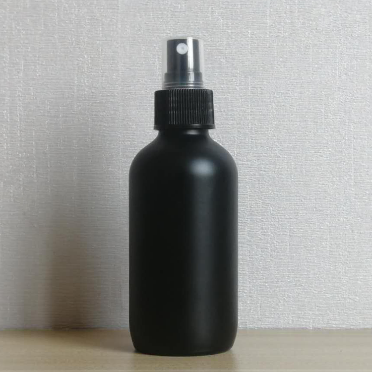 120ml 100ml cosmetic matte frosted black boston round glass bottle glass pump lotion bottles skin care