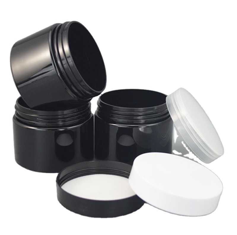 120ml 150ml 250ml 4oz 8oz Black Plastic jar pot lid PET jar round plastic containers cosmetics empty cream refillable