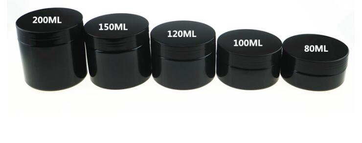 120ml 150ml 250ml 4oz 8oz Black Plastic jar pot lid PET jar round plastic containers cosmetics empty cream refillable