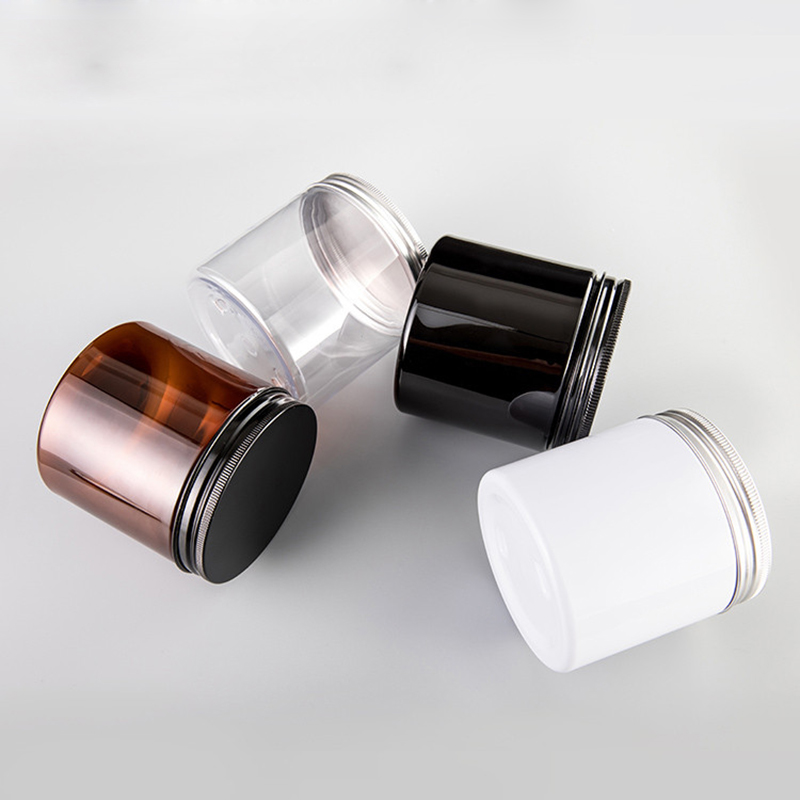 120ml 150ml 250ml 4oz 8oz Black Plastic jar pot lid PET jar round plastic containers cosmetics empty cream refillable