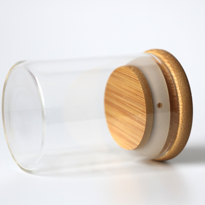 120ml 150ml Bamboo Lid Storage Glass Jars With Wooden Lid Suction Container Jars For Candle
