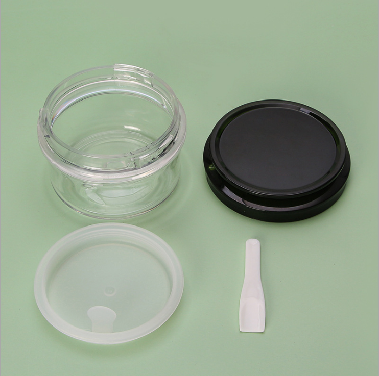 120ml 170ml 220ml green face cream jar Cosmetic face cream eye cream separate bottle pet bottle with small spoon and inner