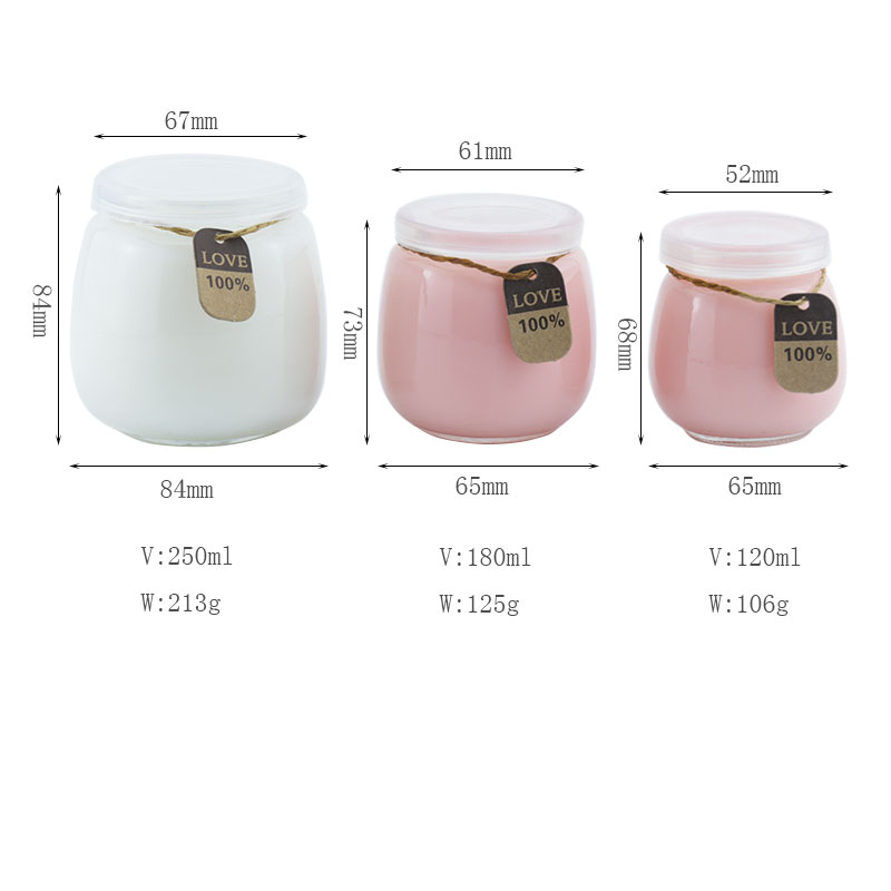 120ml 180ml 250ml Wholesale custom Frasco de vidrio jam yogurt bottle container pudding glass jar with lids