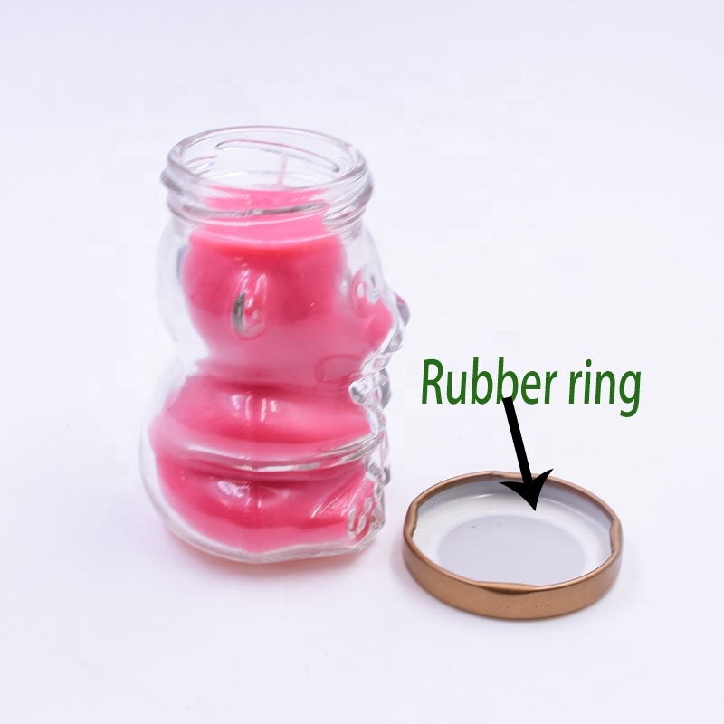 120ml 180ml 250ml teddy bear glass container chocolate bottle soy sauce candle making jar with lid for birthday wedding kitchen