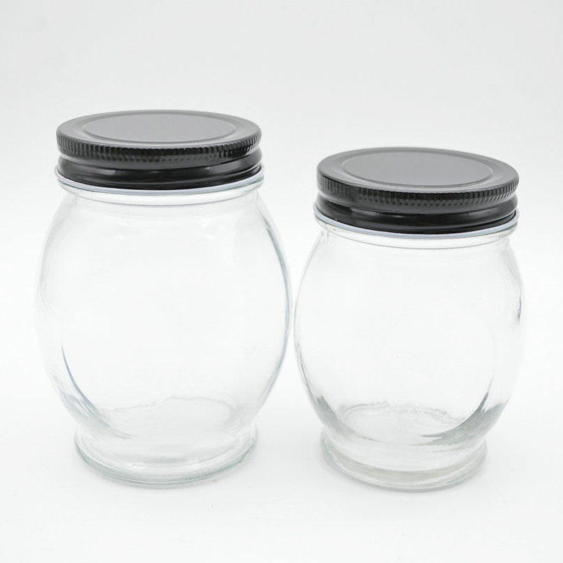 120ml 180ml 280ml 350ml 480ml  round clear glass jar for jam and pickle with metal lid