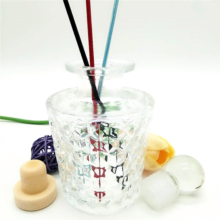 120ml 190ml Round clear glass reed aroma diffuser bottle with rubber seal