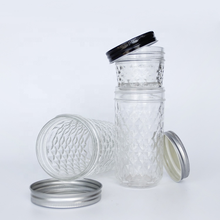 120ml 250ml 350ml 420ml 600ml Glass Taper Food Storage Jar Wide Mouth Mason Jar With Metal Screw Lids