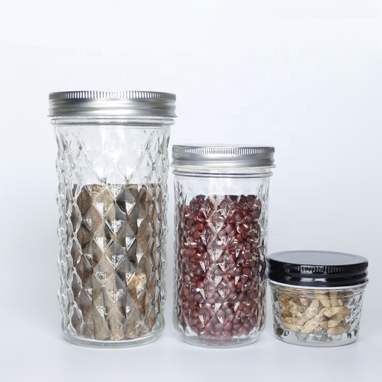 120ml 250ml 350ml 420ml 600ml Glass Taper Food Storage Jar Wide Mouth Mason Jar With Metal Screw Lids