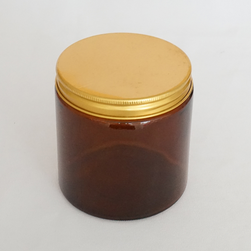 120ml 250ml 500ml Amber Glass Jar for Candle Making with Metal Gold Lid