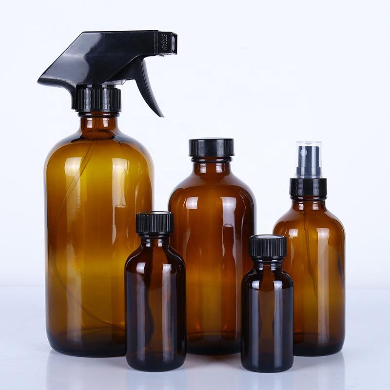 120ml 250ml 500ml boston round brown pharmaceutical glass bottle 1oz 2oz 4oz 8oz 16oz 32 oz 1000ml amber glass medicine bottles