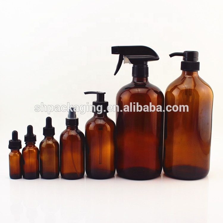 120ml 250ml 500ml boston round brown pharmaceutical glass bottle 1oz 2oz 4oz 8oz 16oz 32 oz 1000ml amber glass medicine bottles