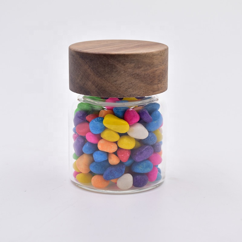 120ml 250ml clear matte glossy black Skin Care Use cosmetic packaging cream honey jar with child resistant bamboo wooden lid