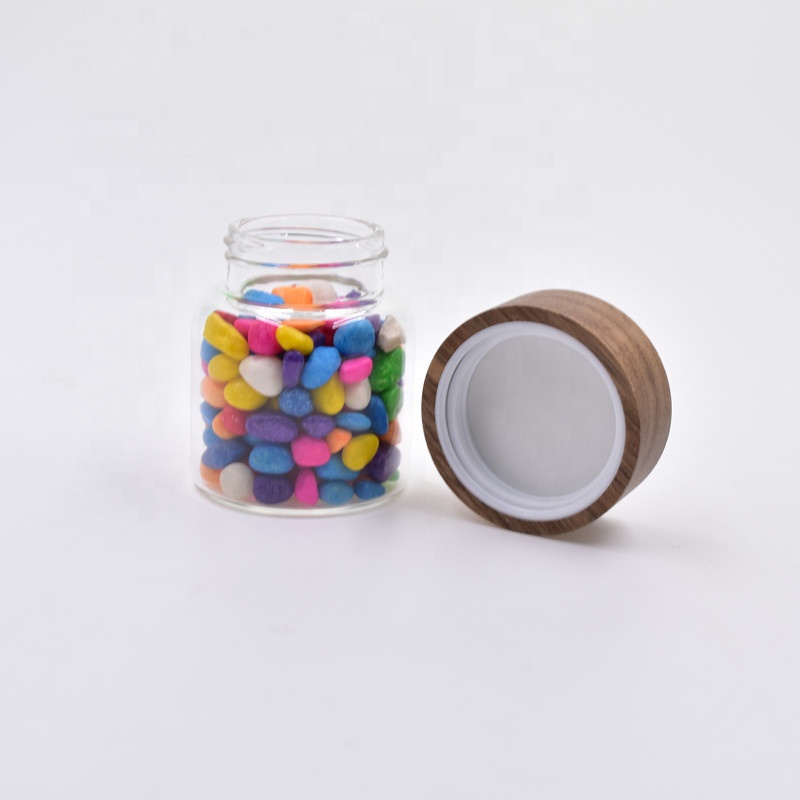 120ml 250ml clear matte glossy black Skin Care Use cosmetic packaging cream honey jar with child resistant bamboo wooden lid