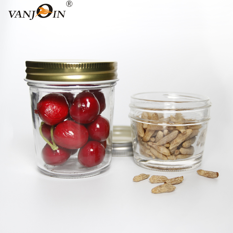 120ml 380ml 480ml Taper Glass Jar With Aluminium Canning Lid For Jam Honey Caviar Food Storage