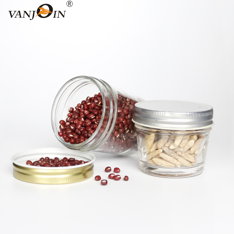 120ml 380ml 480ml Taper Glass Jar With Aluminium Canning Lid For Jam Honey Caviar Food Storage