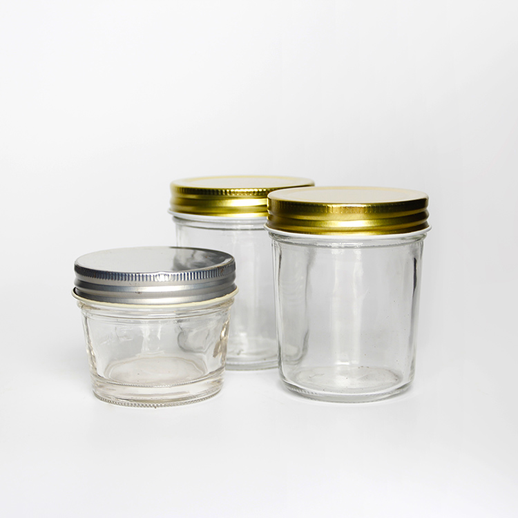 120ml 380ml 480ml Taper Glass Jar With Aluminium Canning Lid For Jam Honey Caviar Food Storage