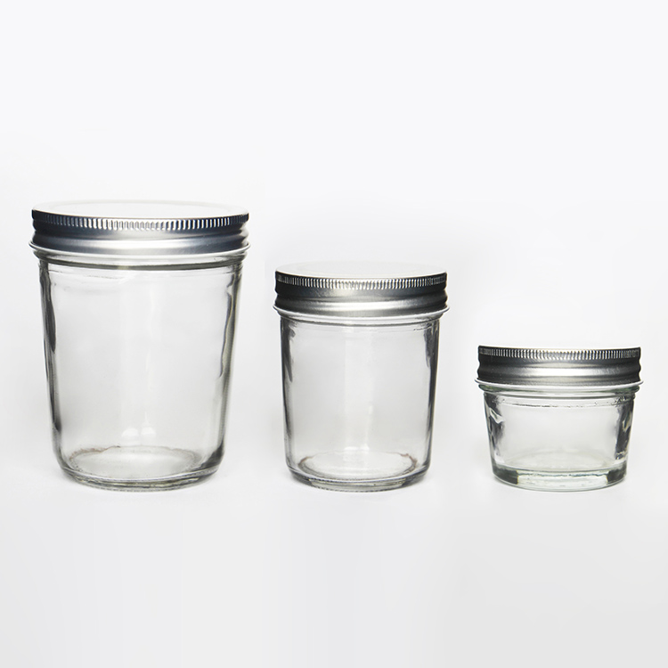 120ml 380ml 480ml Taper Glass Jar With Aluminium Canning Lid For Jam Honey Caviar Food Storage