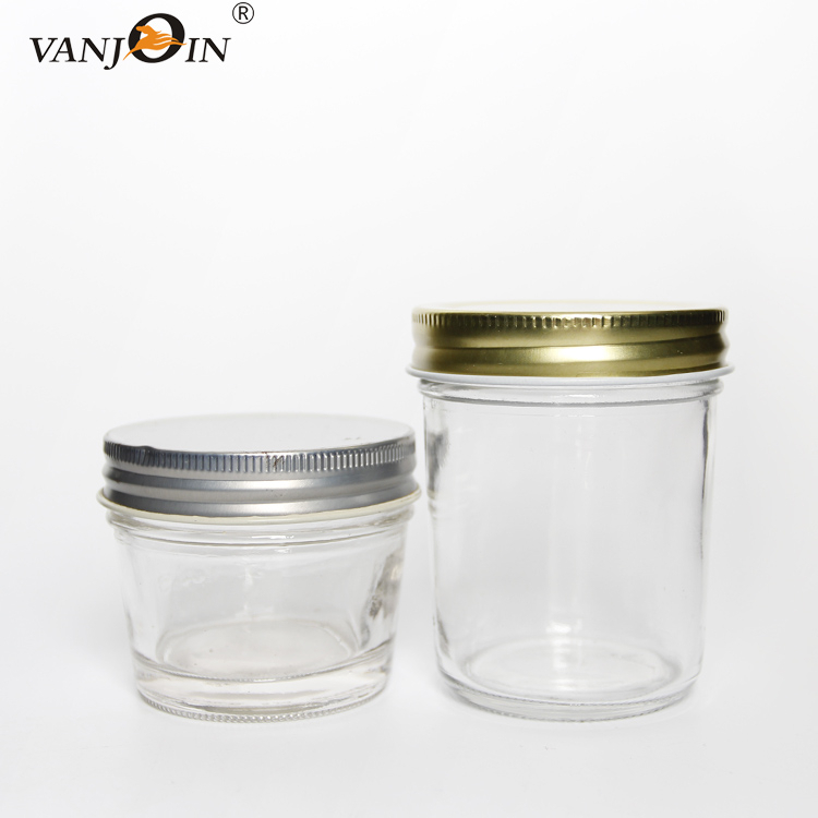 120ml 380ml 480ml Taper Glass Jar With Aluminium Canning Lid For Jam Honey Caviar Food Storage