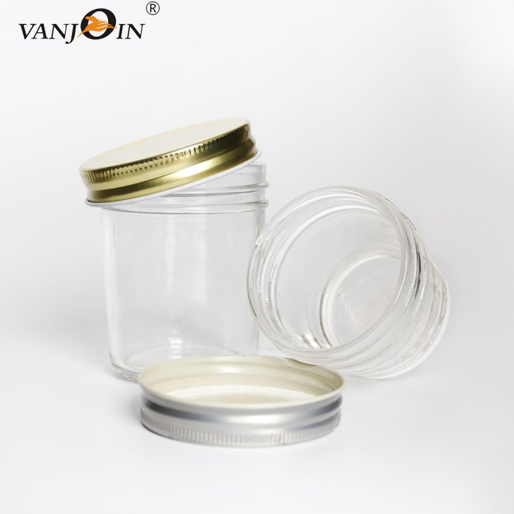 120ml 380ml 480ml Taper Glass Jar With Aluminium Canning Lid For Jam Honey Caviar Food Storage