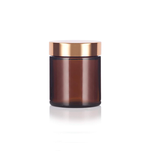 120ml 4 oz Amber Glass Jar With Gold Metal Lid Straight Sided for Cosmetics Lotions Body Scrubs Balms