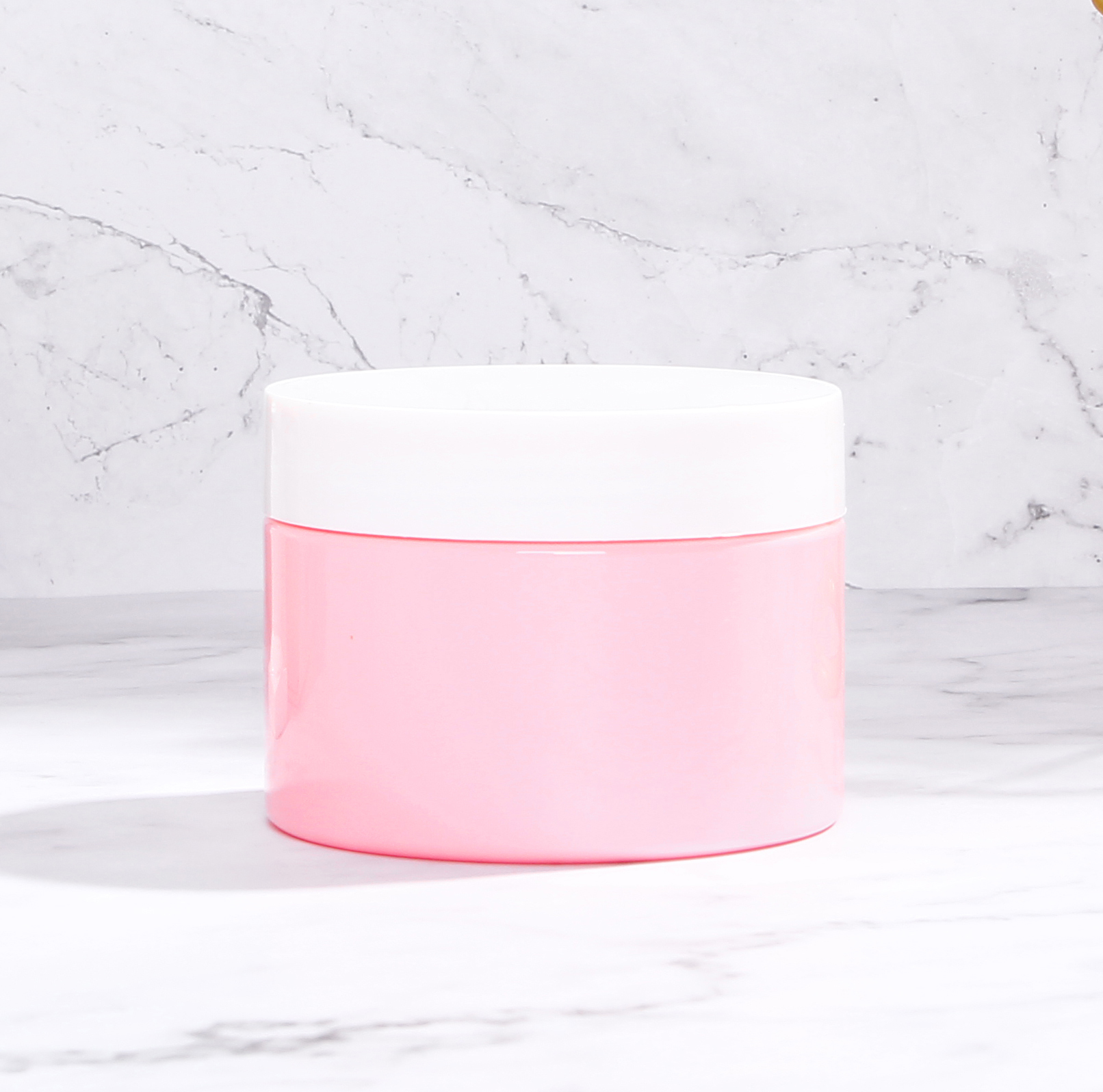 120ml 4 oz Round Solid Pink Plastic Container Jars with White Lids for Cosmetic Scrubs Creams Oils Salves Ointments Packaging