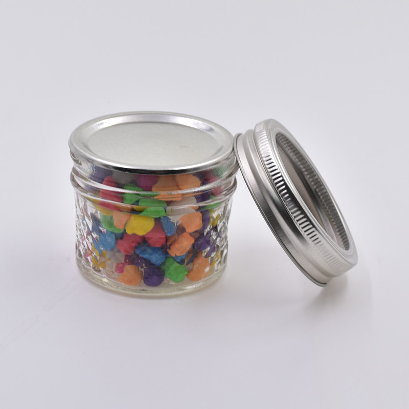 120ml 4 oz clear textured round screw cap food storage glass mason jar for jam caviar jars bottle with twist off airtight lids