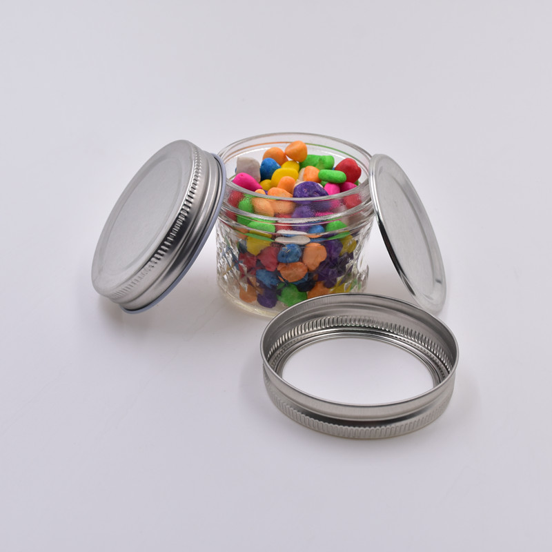 120ml 4 oz clear textured round screw cap food storage glass mason jar for jam caviar jars bottle with twist off airtight lids