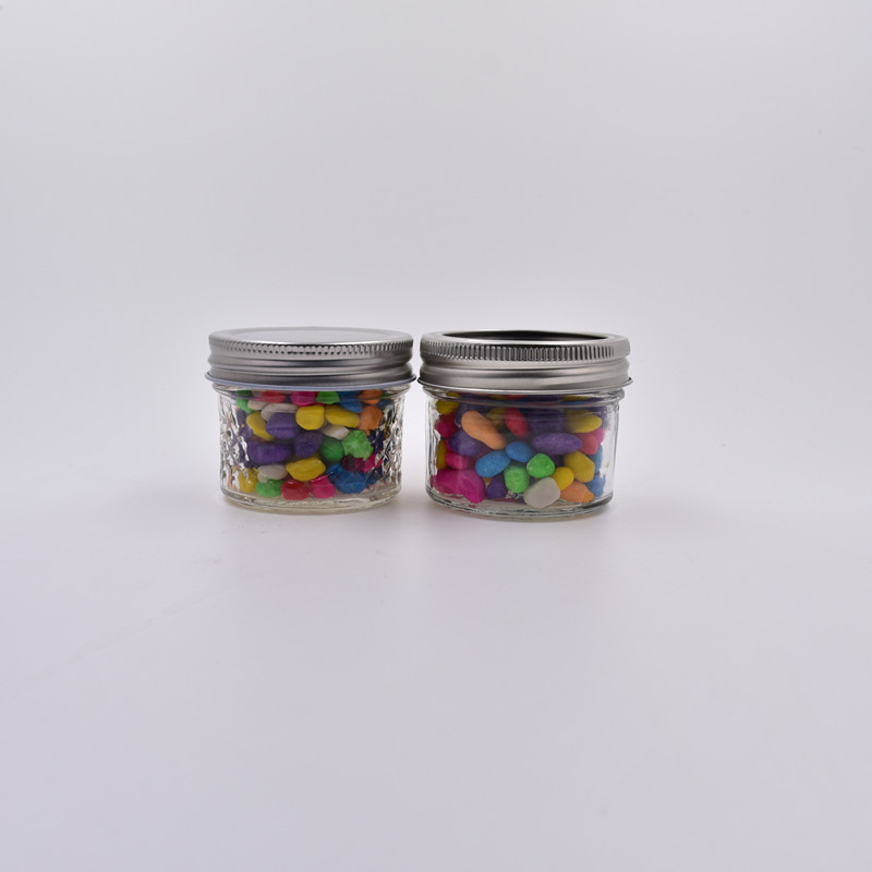 120ml 4 oz clear textured round screw cap food storage glass mason jar for jam caviar jars bottle with twist off airtight lids