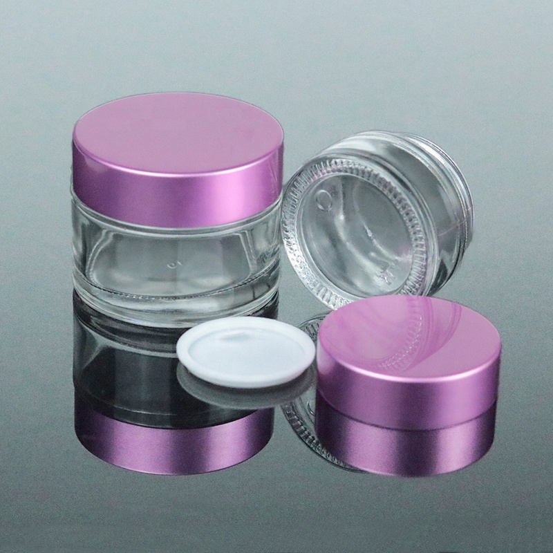 120ml 4 oz in stock clear wide mouth glass straight sided cosmetic jar packaging with black lid (GJM07)