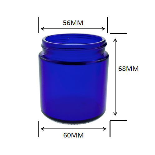 120ml 4 oz wide mouth blue glass straight sided cosmetic jar packaging with black lid