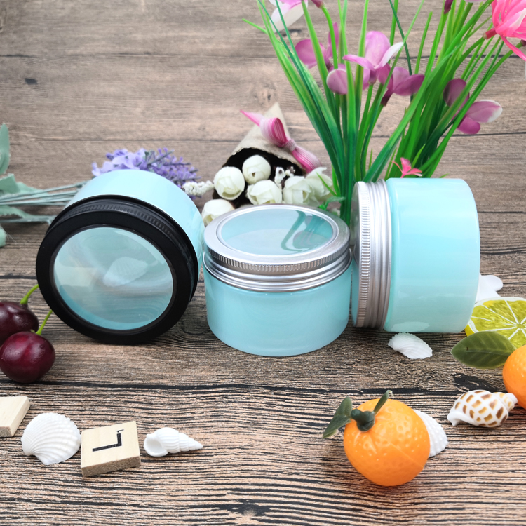 120ml 4oz Blue PET Plastic High-Grade Skin Care Cosmetics Packaging Container/Facial Cleanser Cream Jar with Aluminum Cover