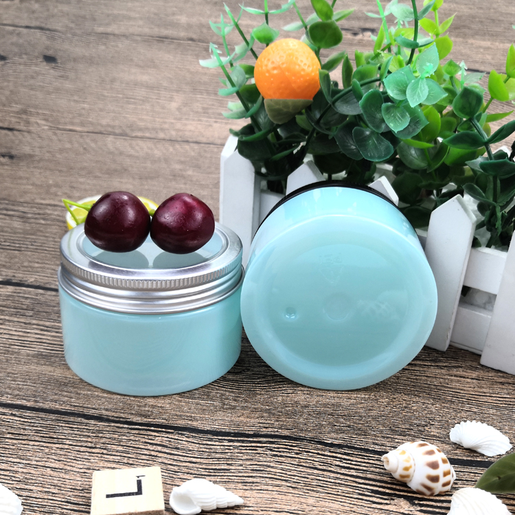 120ml 4oz Blue PET Plastic High-Grade Skin Care Cosmetics Packaging Container/Facial Cleanser Cream Jar with Aluminum Cover