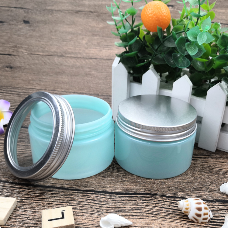 120ml 4oz Blue PET Plastic High-Grade Skin Care Cosmetics Packaging Container/Facial Cleanser Cream Jar with Aluminum Cover