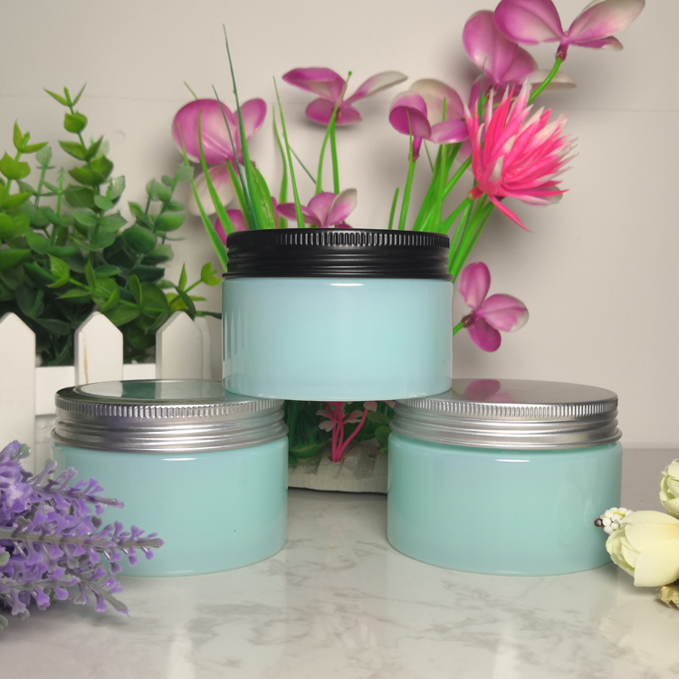 120ml 4oz Blue PET Plastic High-Grade Skin Care Cosmetics Packaging Container/Facial Cleanser Cream Jar with Aluminum Cover