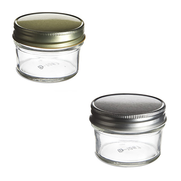 120ml 4oz Clear Mason Tapered Round Glass Jar with Silver Regular Lid