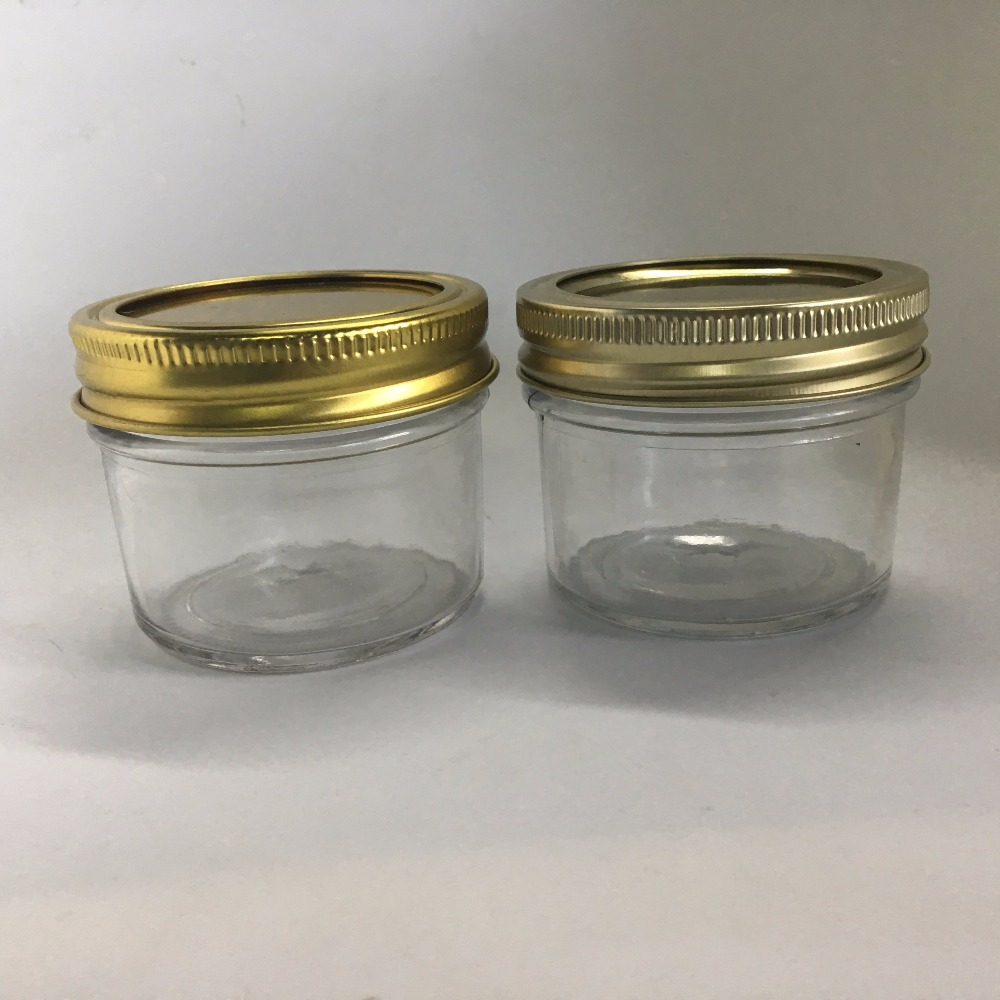 120ml 4oz Clear Mason Tapered Round Glass Jar with Silver Regular Lid