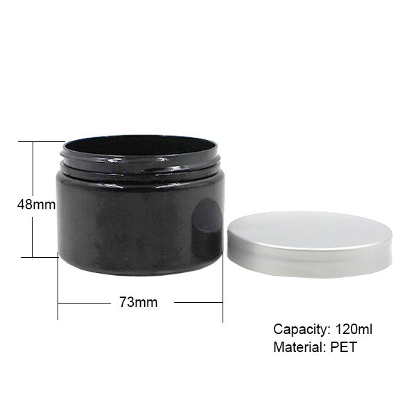 120ml 4oz Empty PET Body Butter Black Face Cream Cosmetic Plastic Jar