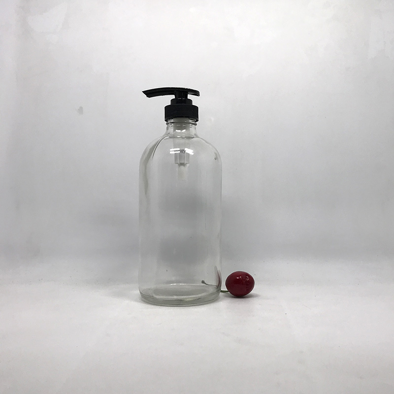 120ml 4oz Frosted clear amber blue boston round glass bottle with pump