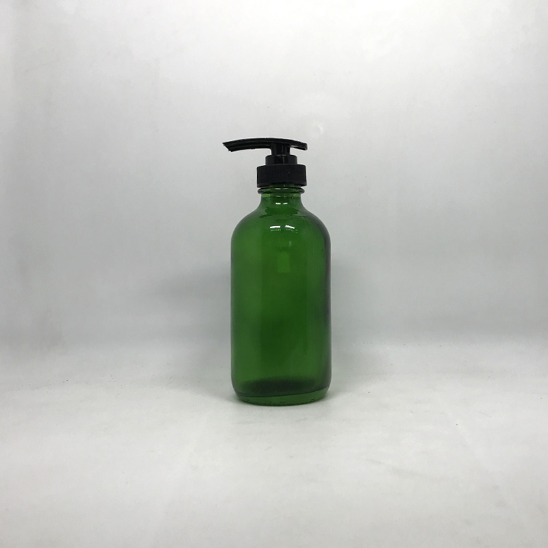 120ml 4oz Frosted clear amber blue boston round glass bottle with pump
